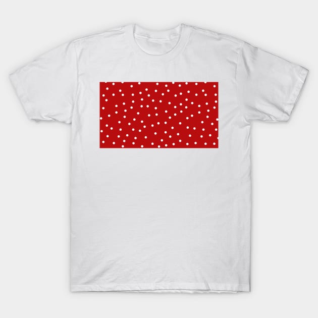 Red and white snow pattern. Minimalist Christmas pattern. Calm falling snowflakes trendy pattern in minimalistic style. T-Shirt by ChrisiMM